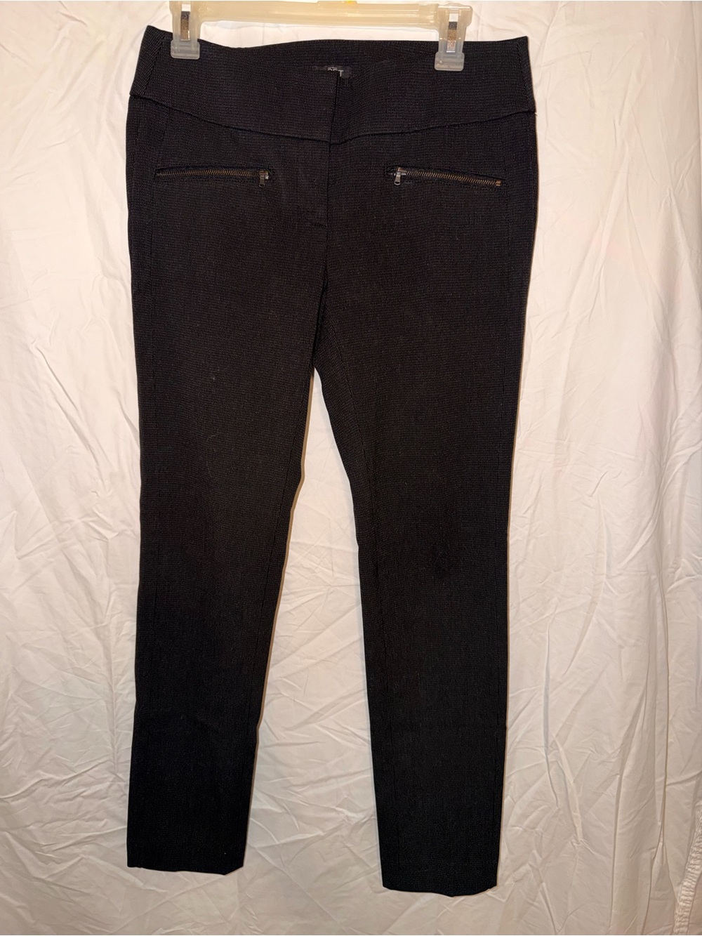 LOFT Black Ponte Pull-On Pants with Zip Details